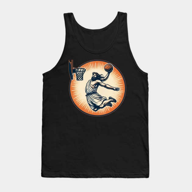 Funny Basketball Retro Jesus Christ Tank Top by TomFrontierArt